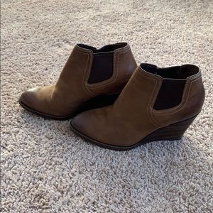 Cole Haan Brown Leather 3” Wedge Slip On Bootie